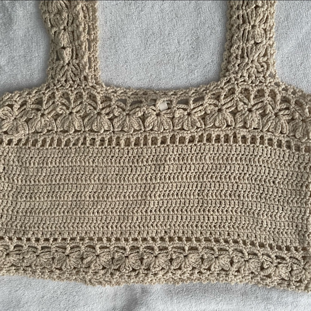 Cream crochet knit tank top